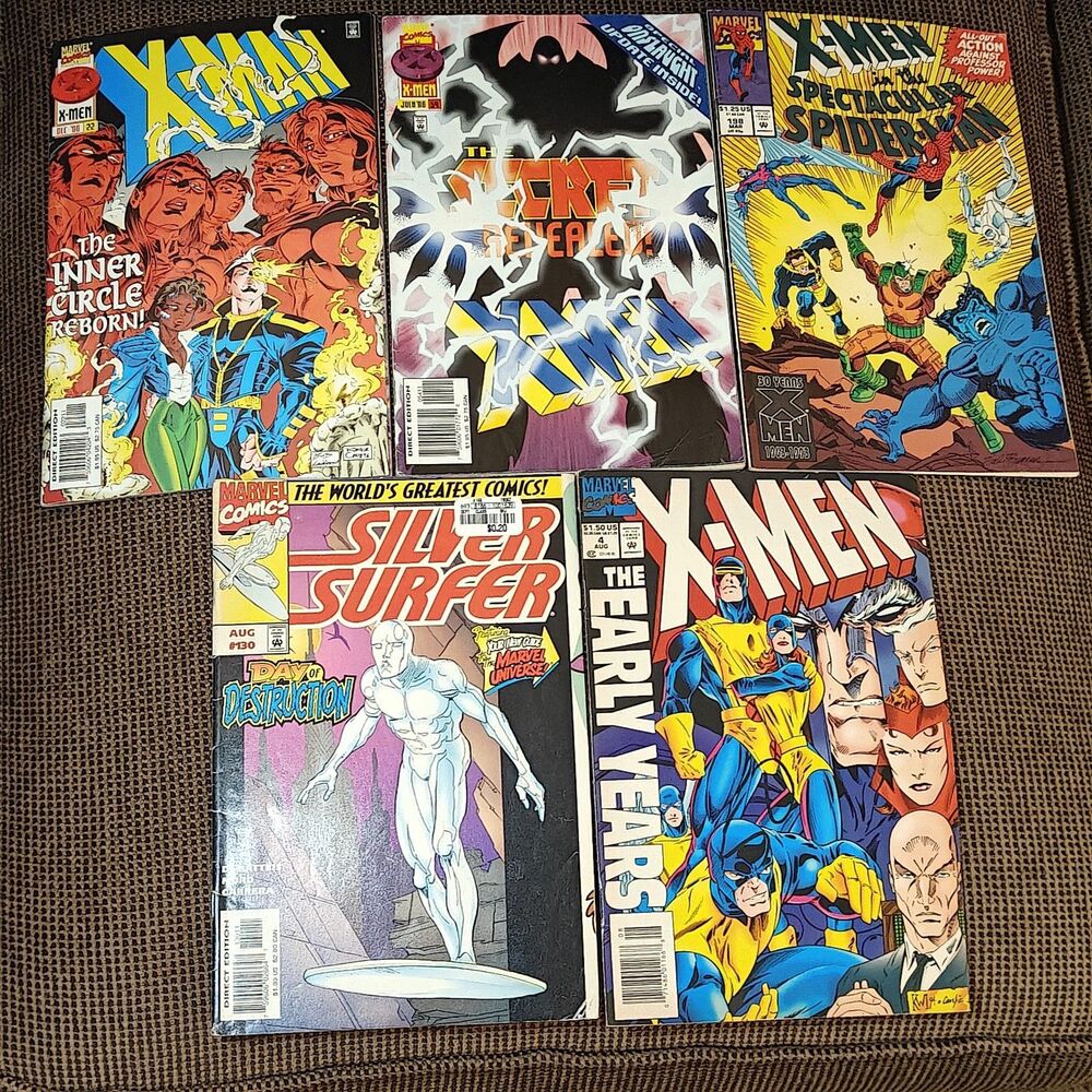 Marvel Comics! X-Man & Spiderman #198, #22, #54, Early Yr #4, Silver Surfer #130